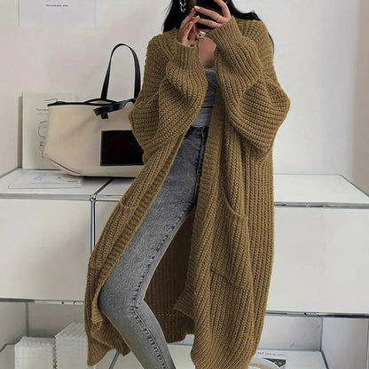 Women's Idle Style Loose Knitted Coat | Thick Oversized Cardigan Idle Style Loose Thick Knitted Coat For | Ectron Online