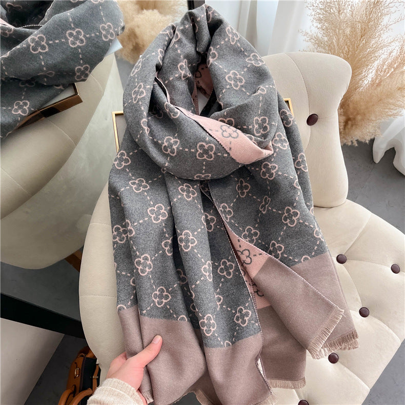 Women's Double-Sided Cashmere Scarf Women's Thickened Warm Double Sided Cash | Ectron Online
