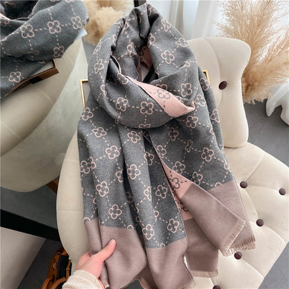 Women's Double-Sided Cashmere Scarf Women's Thickened Warm Double Sided Cash | Ectron Online