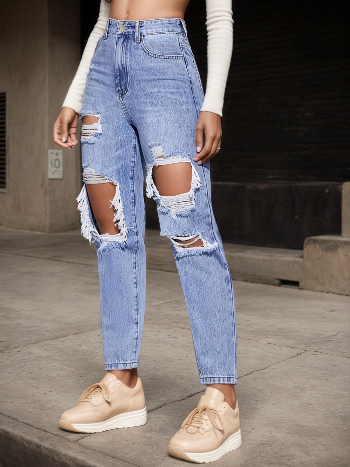Women's High-Waist Straight-Leg Jeans