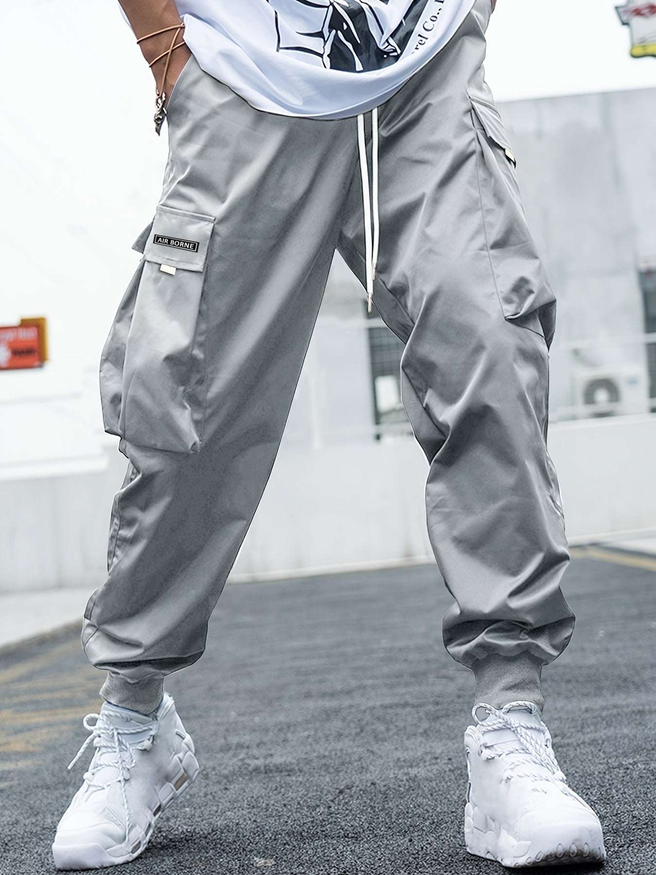 Multi-pocket Cargo Pants Men's Casual Hip-Hop Drawstring Trousers Outdoor Streetwear Sports Pant