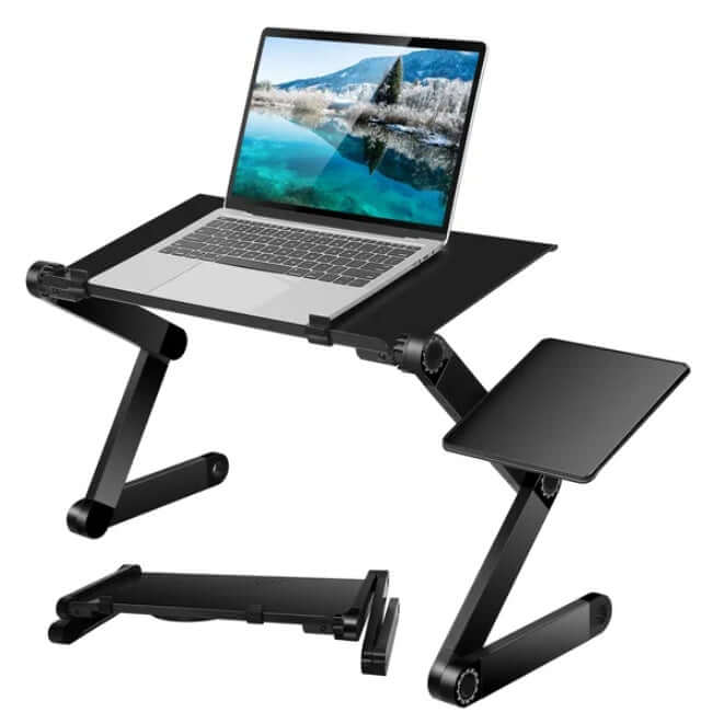 Foldable Aluminum Laptop Desk with Mouse Board - Adjustable Stand Foldable Laptop Desk With Mouse Board An | Ectron Online