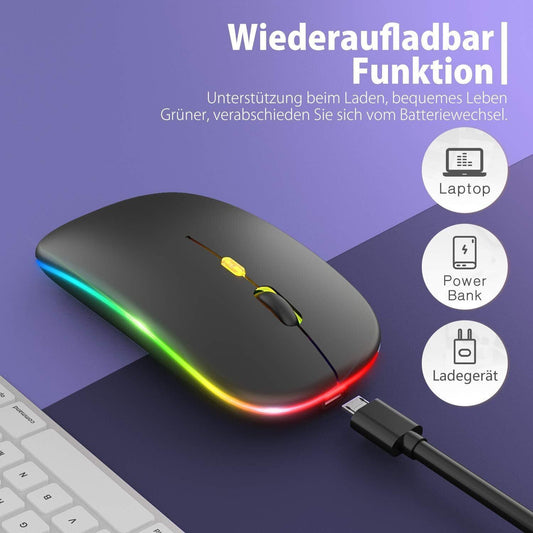 PC Maus Kabellos USB Wireless Mouse Computer Notebook Laptop Funkmaus Aufladbar