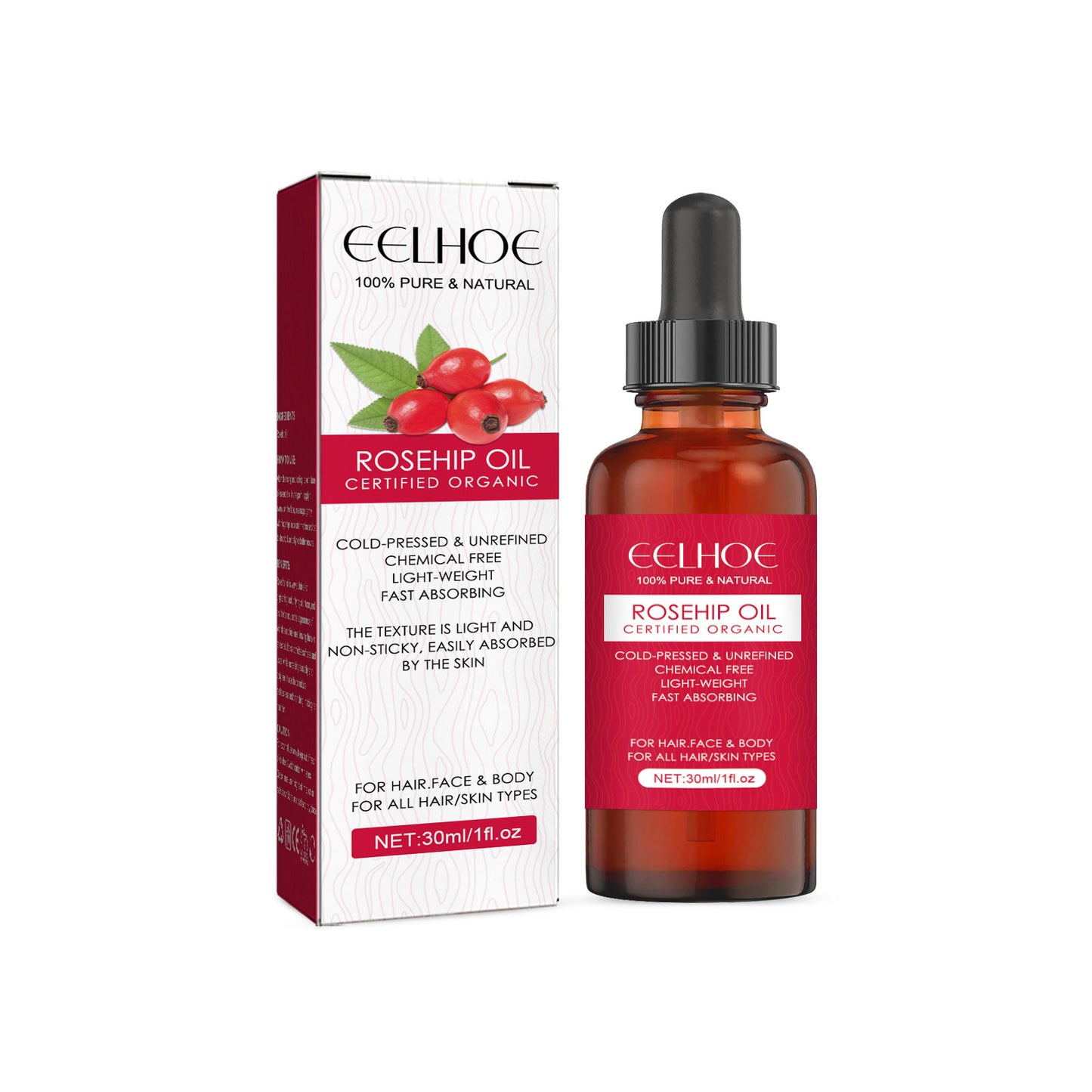 EELHOE Rosehip Facial Oil - Multi-Use Body, Hair & Massage Serum