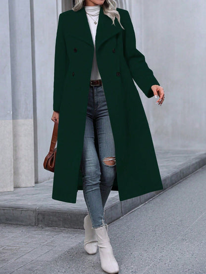 Women's Double-Breasted Long Coat | Elegant Faux Wool Commute Coat Autumn And Winter Long Coat For Women, M | Ectron Online