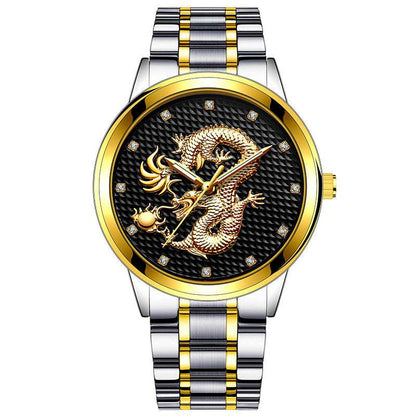 Men's Embossed Golden Dragon Quartz Watch New Men's Embossed Golden Dragon Playing | Ectron Online