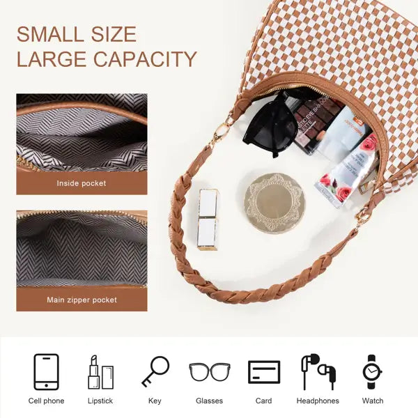 Women's Woven Hobo Handbag - Brown Vegan Leather Weave Tote Women Woven Hobo Handbag For Women Fashi | Ectron Online