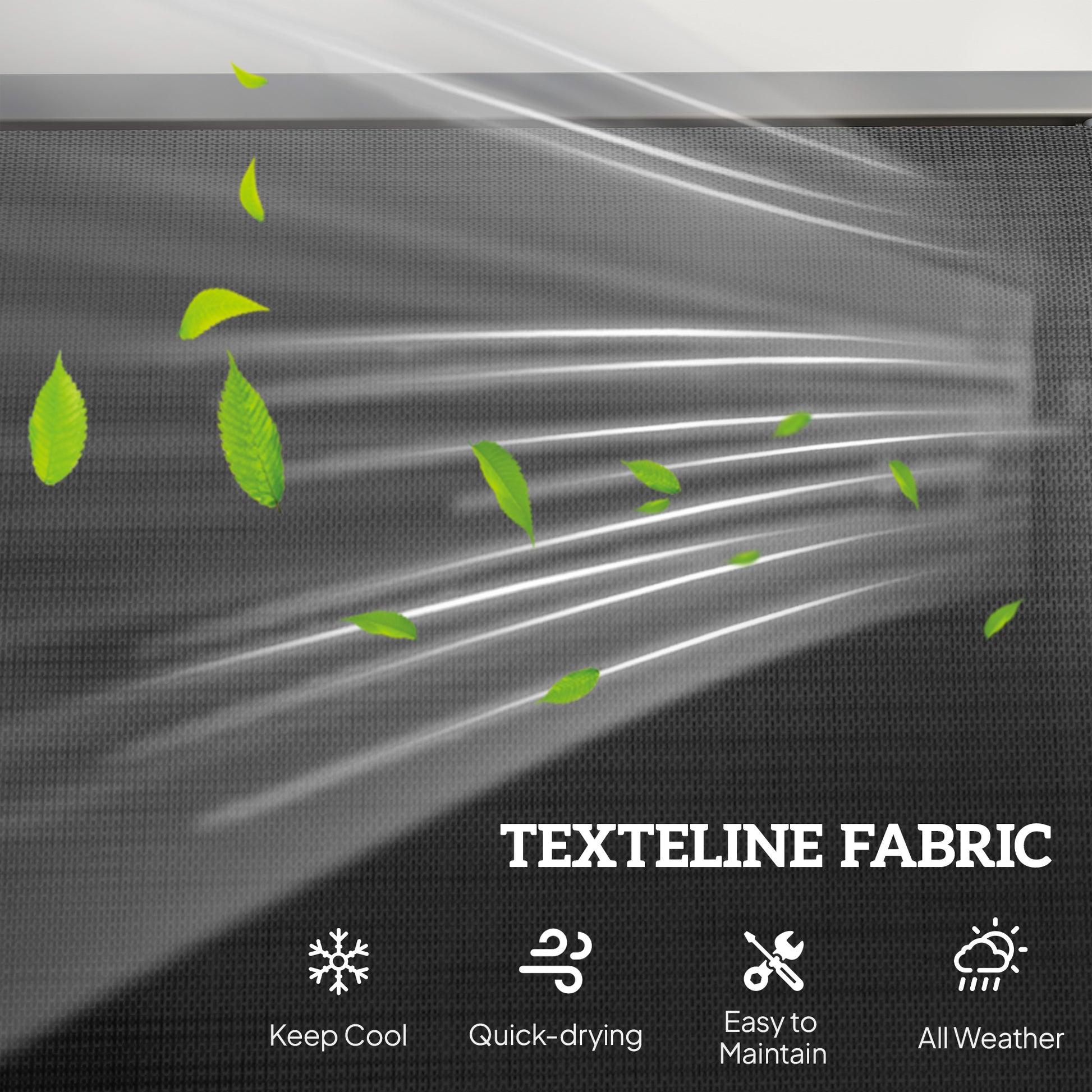 Dark gray textilene mesh fabric texture for outdoor glider bench.