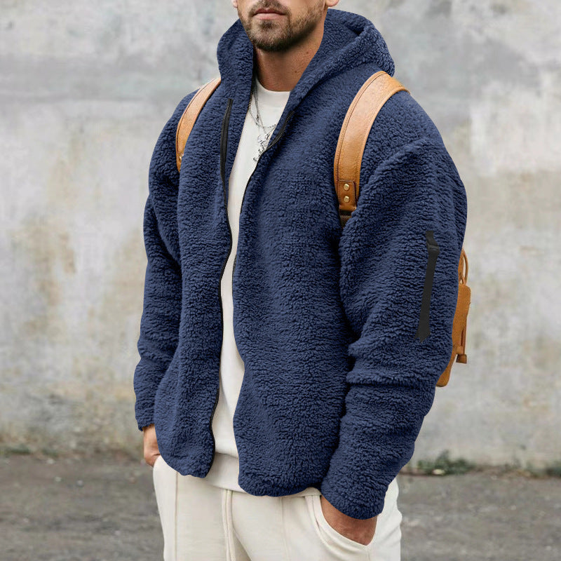 Men's Plush Hooded Fleece Jacket - Double-Sided Plush Hooded Jacket Men's Autumn And Win | Ectron Online