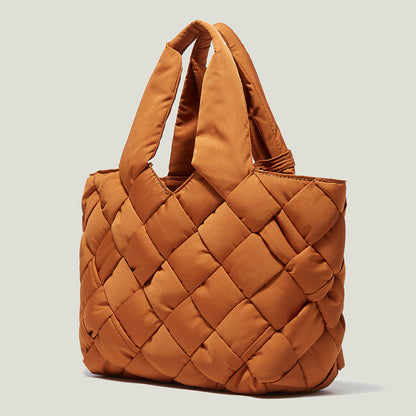 New Canvas Lattice Woven Large-capacity Female Bag