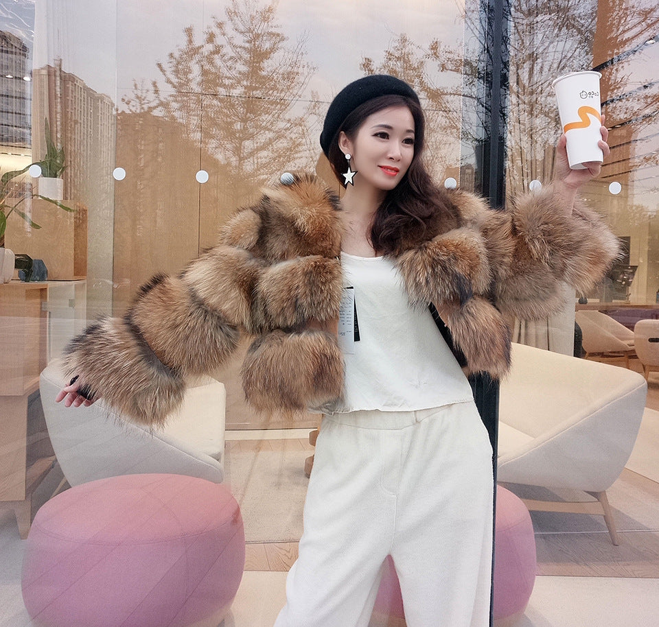 New Fur Coat Thickened Fox Fur Stitching Coat