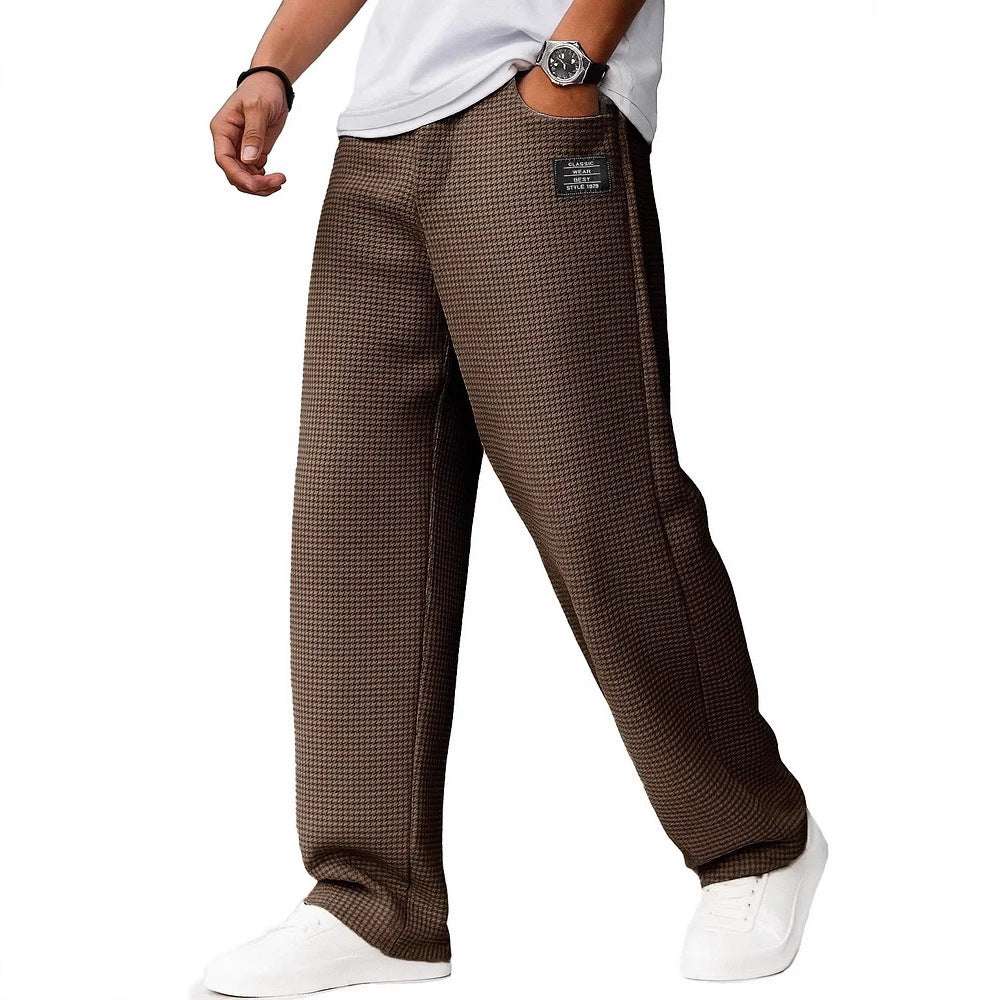 Men's Waffle Straight-Leg Trousers Autumn And Winter Leisure Waffle Fashion | Ectron Online