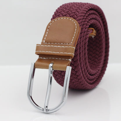 Simple Stretch And Breathable Canvas Woven Belt featuring a braided design and a stylish buckle for comfort and durability.