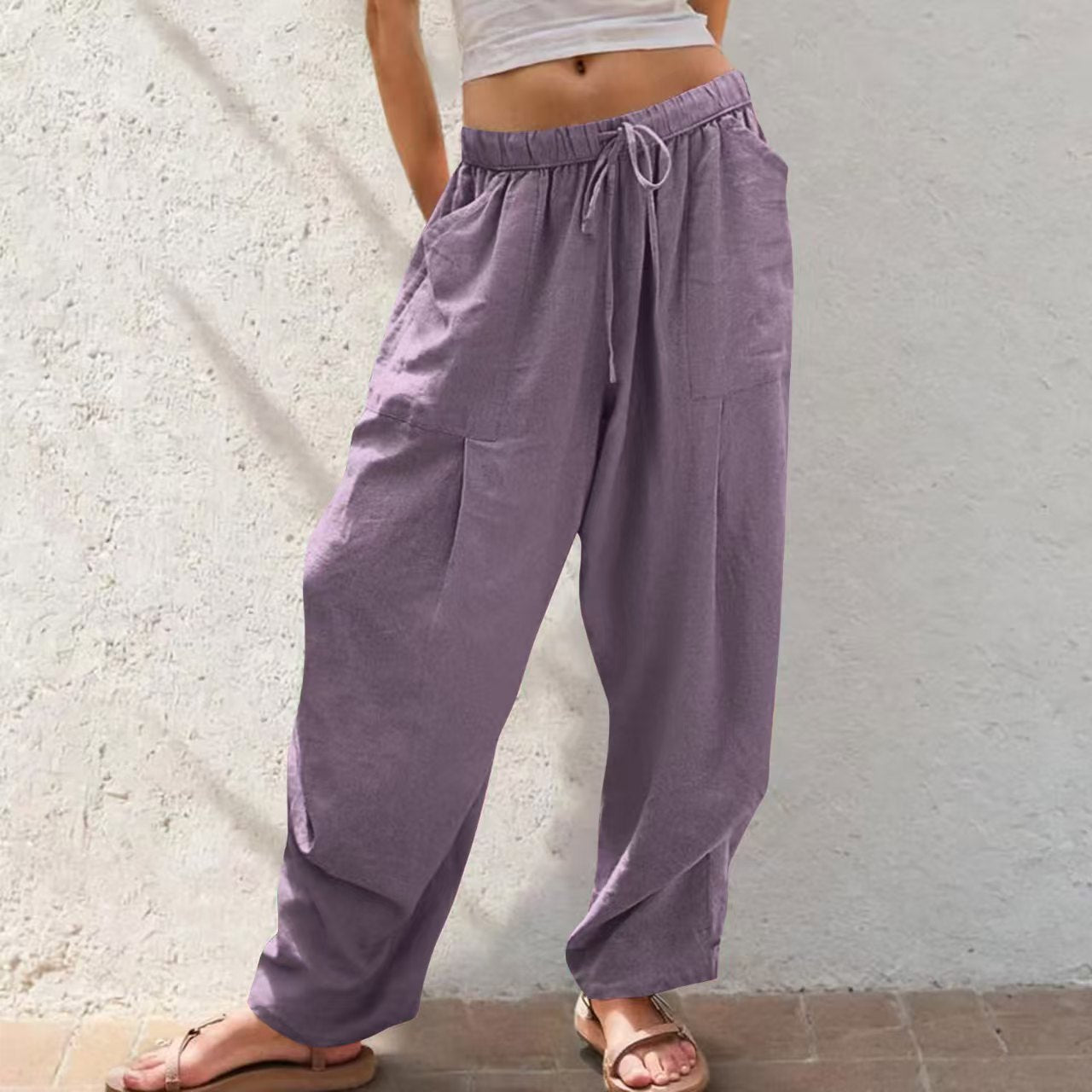 Women's Cotton-Linen Loose Lounge Pants
