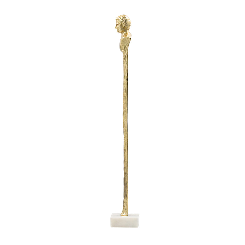 Elongated Gold Roman Statue - 32" Decor on White Marble Base