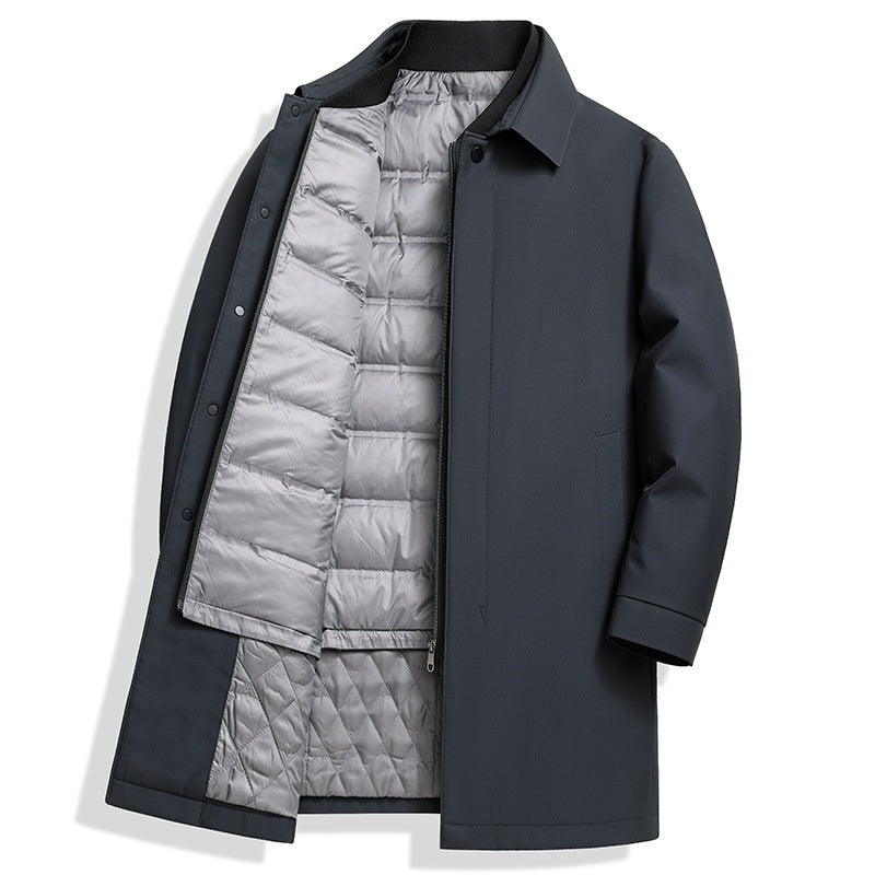 Men's White Duck Down Mid-Length Coat Men's Mid-length White Duck Down Busines | Ectron Online