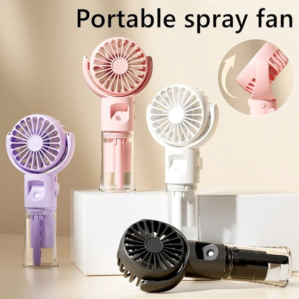 Portable Handheld Water Spray Fan | 4-Speed USB Mini Mist Fan