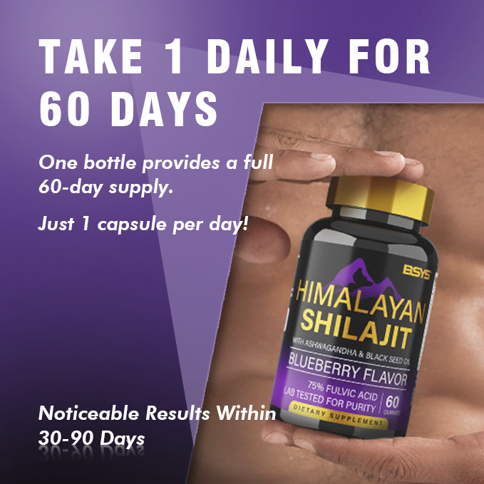 BSYS 8-in-1 Shilajit Gummies (60 Count) - Natural Vitality & Energy Boost