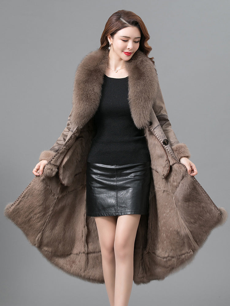 Women's Thickened Real Fur Coat