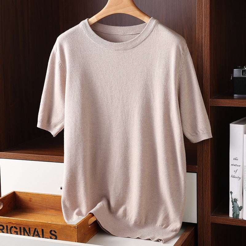 Men’s Summer Thin Knit T-Shirt – Short Sleeve Round Neck Casual Summer Short Sleeve Men's Round Neck Thi | Ectron Online