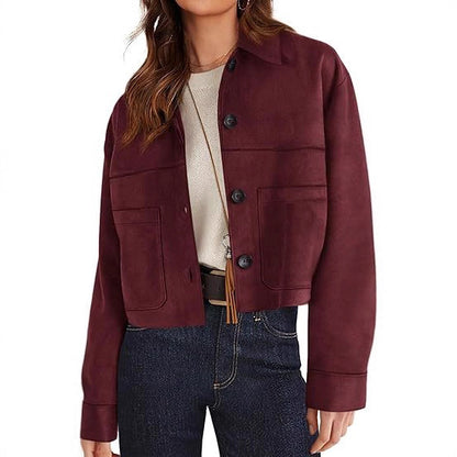 Women's Faux Suede Short Jacket | Casual Lightweight Autumn Coat European And American Style Women Faux S | Ectron Online