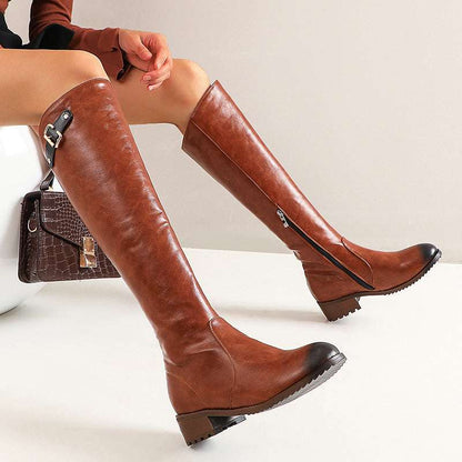Retro Casual Women's Chunky Heel Knight Boots