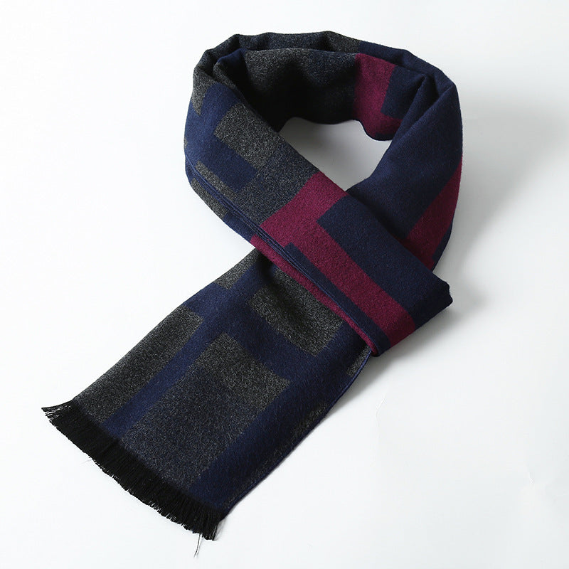Simple Plaid Warm Keeping Artificial Cashmere Scarf Men's Scarves | Ectron Online