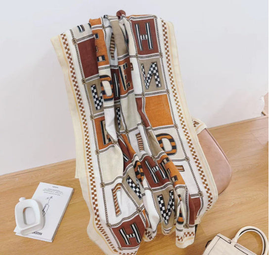 Printed Cotton And Linen Scarf Warm Outer Shawl Scarves | Ectron Online