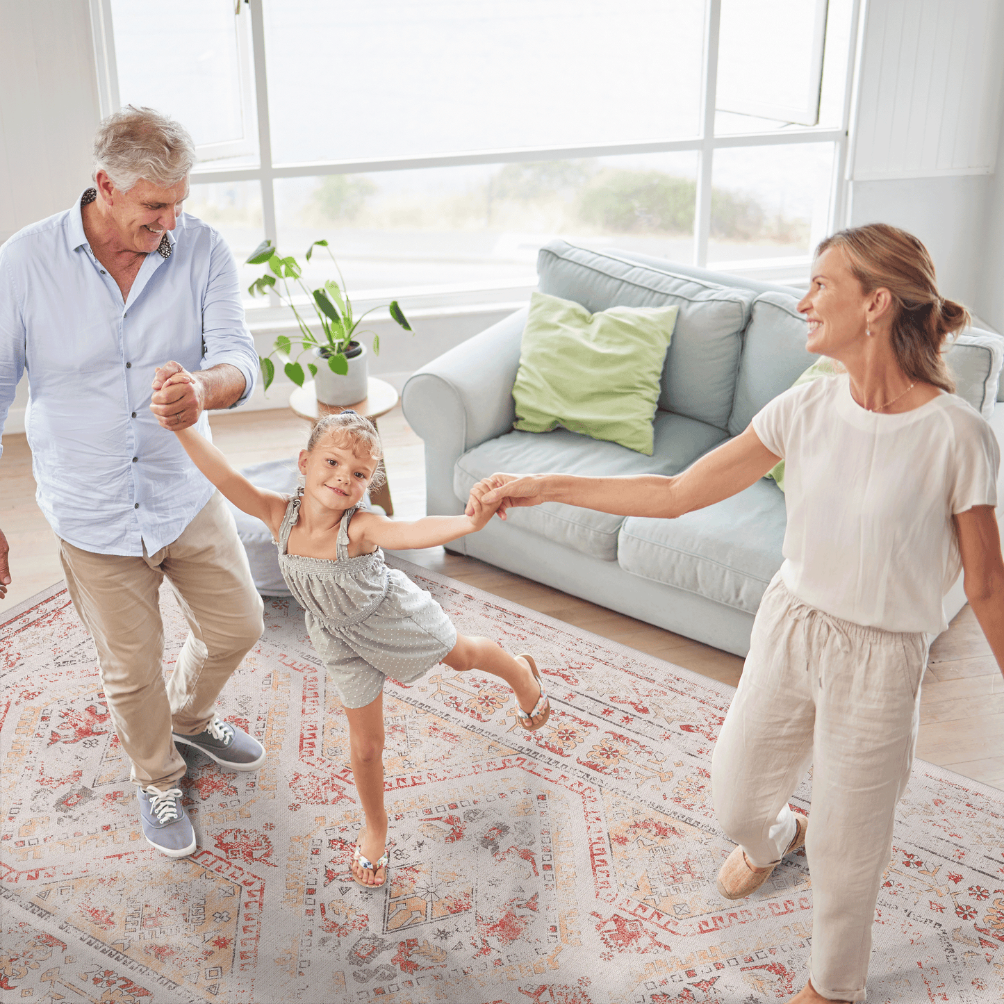 Maval Washable Area Rug - 5x8 Neutral Beige Home Decor Carpet