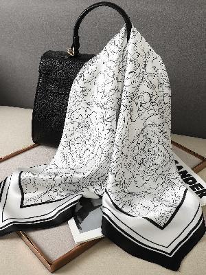 Solid Color Square Scarf - Elegance & Style Artificial Silk Striped High-grade Korea | Ectron Online