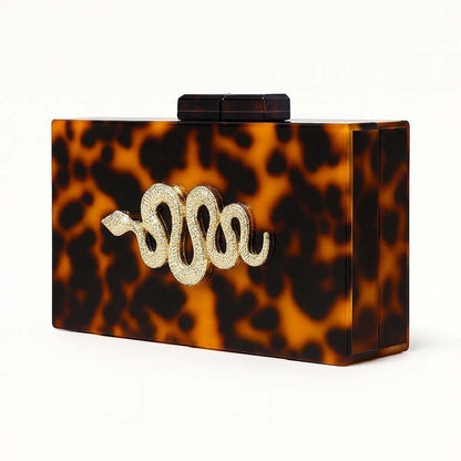 Leopard Print Acrylic Clutch Bag