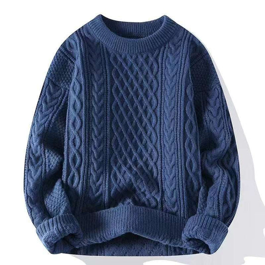 Autumn And Winter New Men's Twist Sweater Casual Round Neck Pullover Top