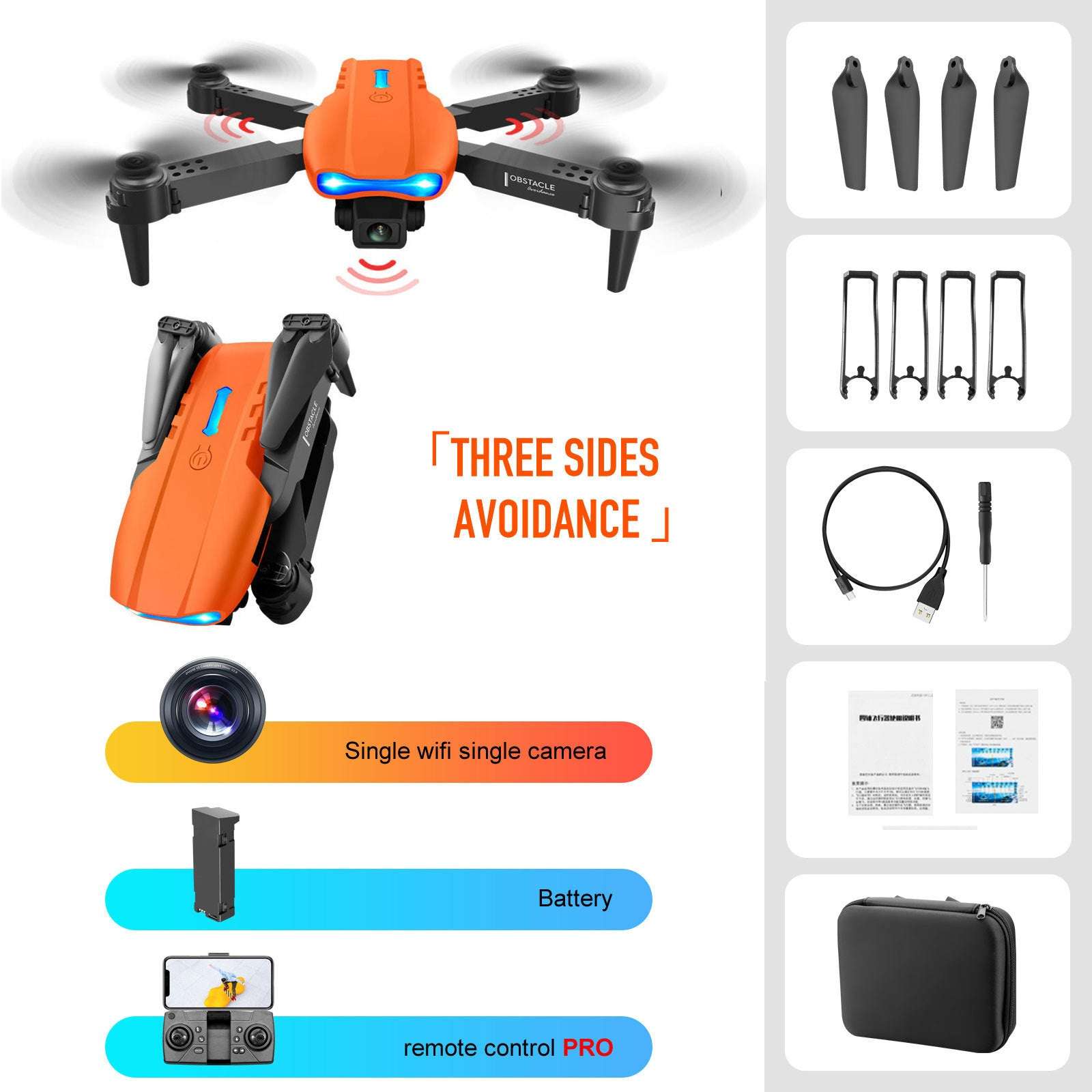 4K Dual Camera Drone – Obstacle Avoidance & Remote Control 4K Dual Camera Remote Control Three-side | Ectron Online