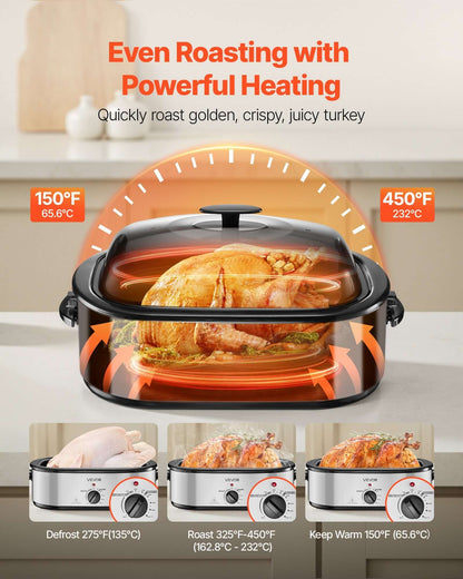 20QT Electric Roaster Oven - Self-Basting Roasting Pan