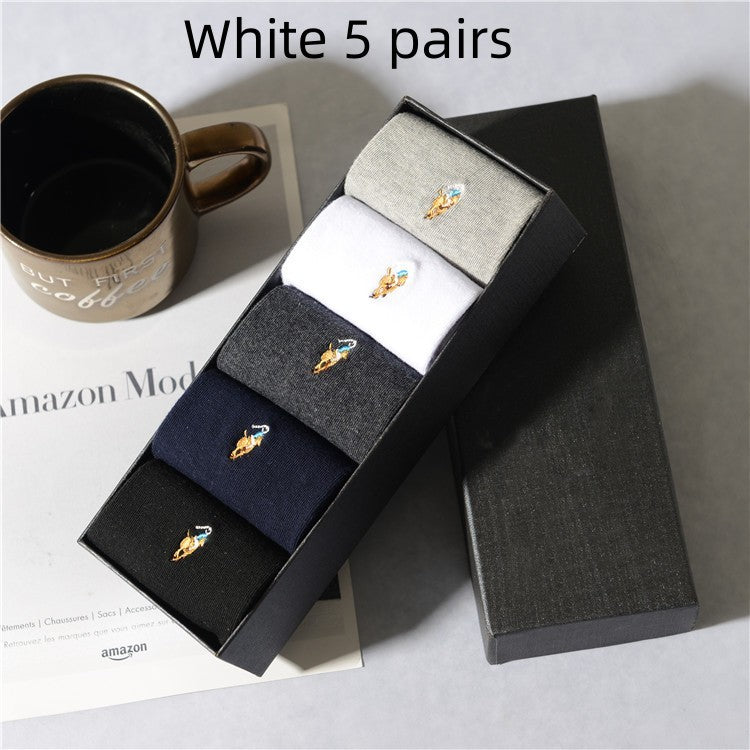 Men's Pure Cotton Socks - Four Seasons Embroidered Socks Men's Socks | Ectron Online