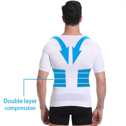 140D Men's Vest Shapewear Men Body Toning T-Shirt Slimming Body Shaper Corrective Posture Belly Control Compression Man Modeling Underwear Corset