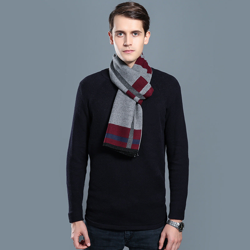 Simple Plaid Warm Keeping Artificial Cashmere Scarf Men's Scarves | Ectron Online