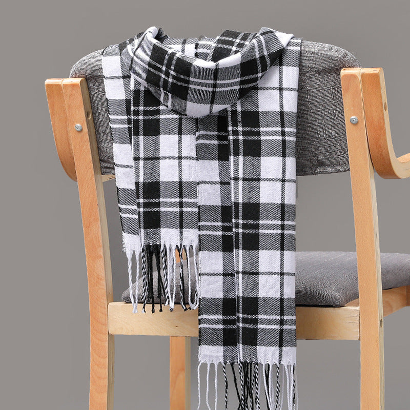 British Plaid Imitation Cashmere Tassels Couple Parent-child Men's Scarf