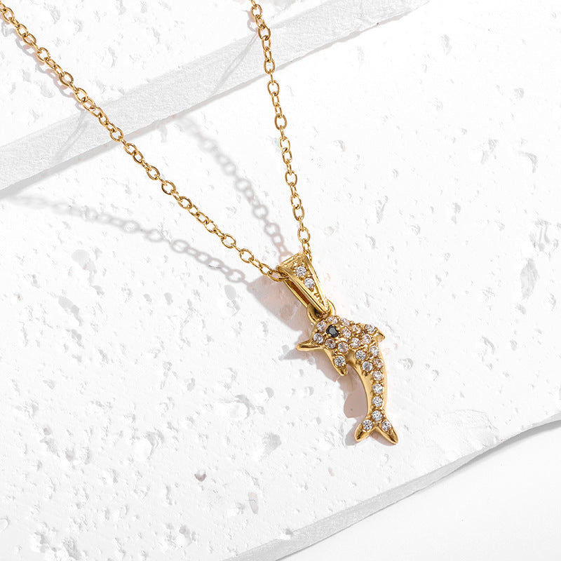 Strong Color Retention 18K Gold Ocean Series Pendant Gold Necklace