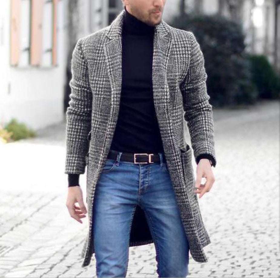 Retro Mid-Length Plaid Coat