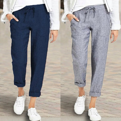 Oversized cotton and linen slacks