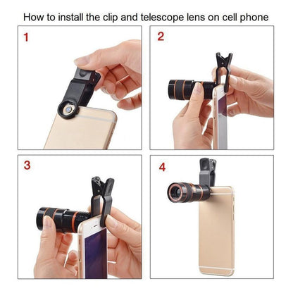 HD 8X Clip On Optical Zoom Telescope Camera Lens For Universal Mobile Cell Phone