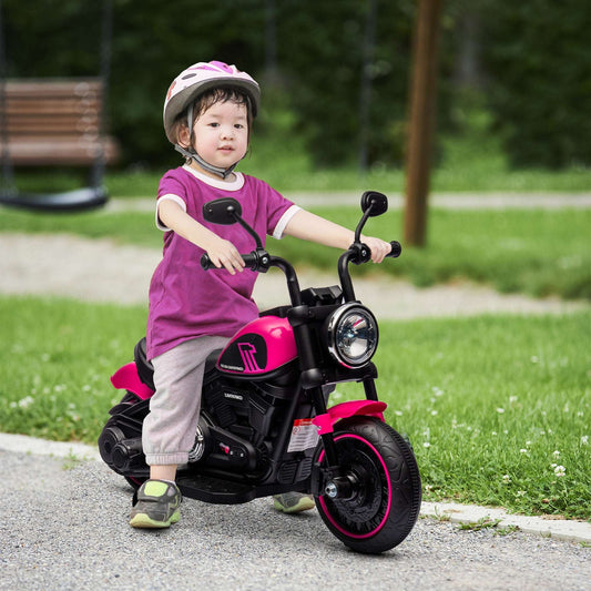 6V Kids Electric Motorcycle with Training Wheels - Pink Toddler Trike 6V Kids Motorcycle w/ Training Wheels, S | Ectron Online