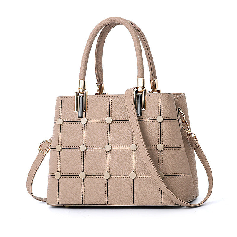 Rivet Accent PU Leather Handbag – Stylish & Spacious Tote Handbag rivet handbag | Ectron Online