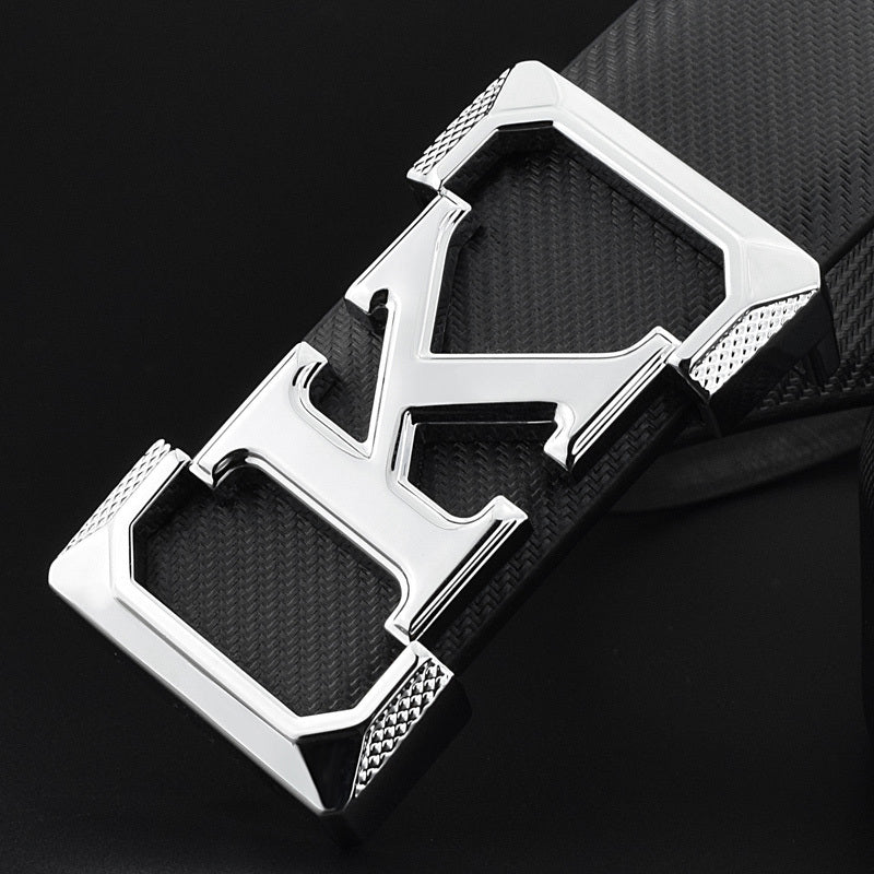 {{ brand }} Men's Leather Belts - All Styles&nbsp; 6 Silver logo - Men's Belts