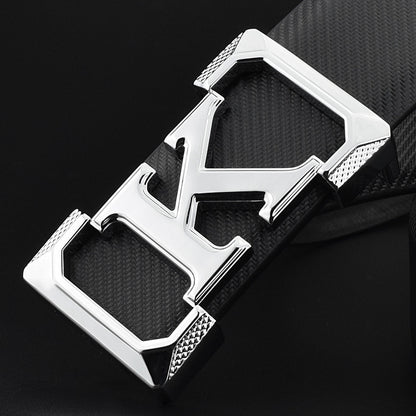 {{ brand }} Men's Leather Belts - All Styles&nbsp; 6 Silver logo - Men's Belts