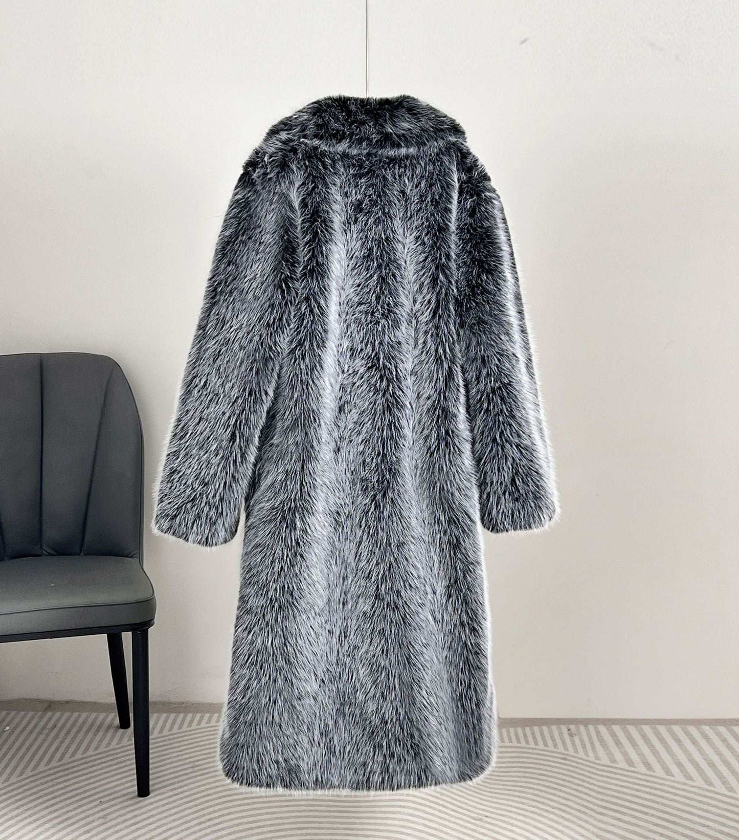 Extended Faux Fur Overcoat