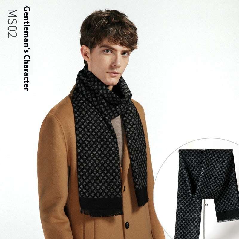 Simple Plaid Warm Keeping Artificial Cashmere Scarf Men's Scarves | Ectron Online