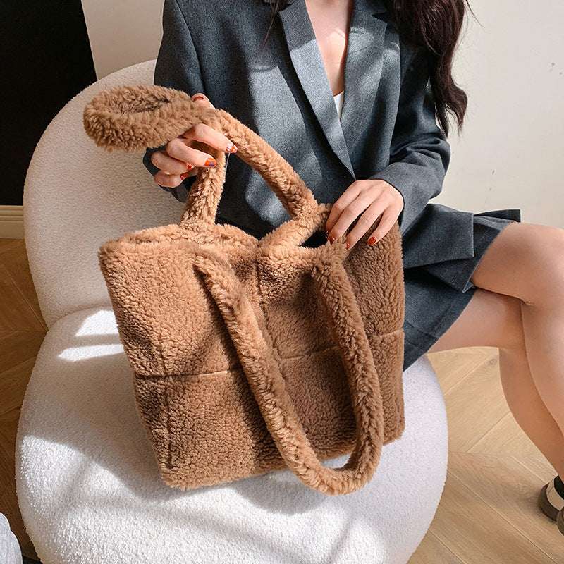 Luxury Plush Bag - Winter Fashion Cute Tote Handbag Women's Designer Luxury Plush Bag Winter | Ectron Online