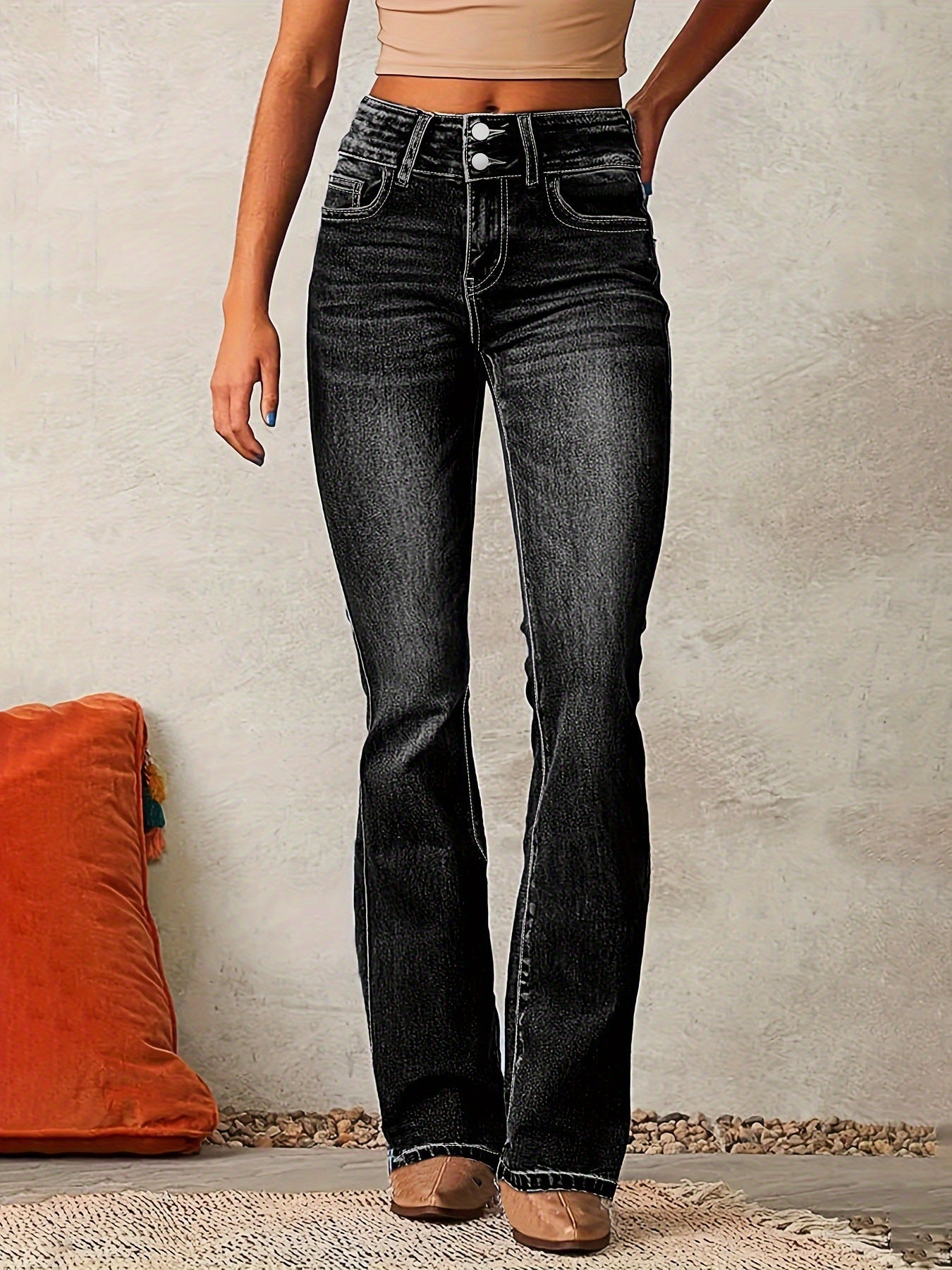 Women's Skinny Flared Jeans Skinny Flared Jeans With Pockets Fashion | Ectron Online